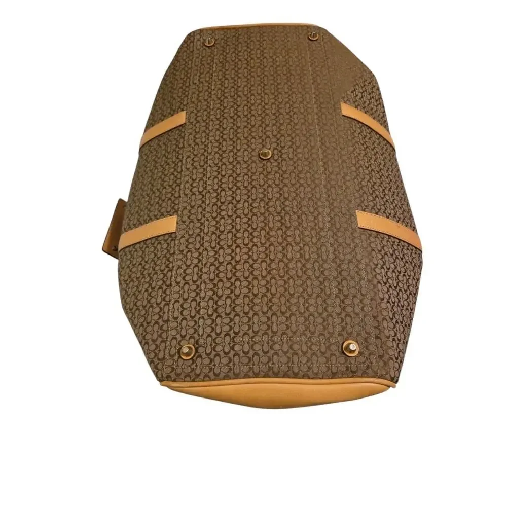 Coach Brown Signature Canvas Duffel with Tan Leather Accents with Strap